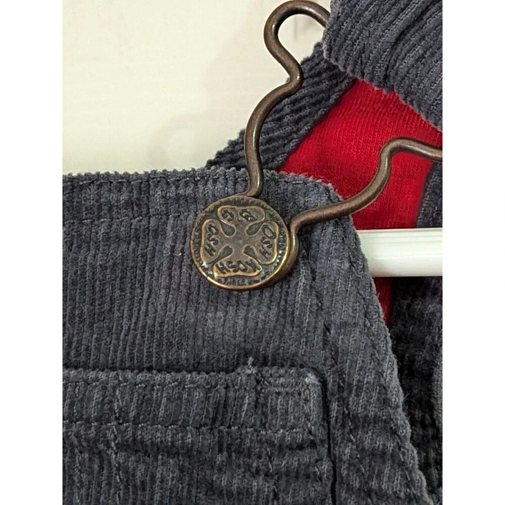 OshKosh Bgosh Vestbak Corduroy Overalls Bibs Toddler 18 Months Gray Pockets Logo